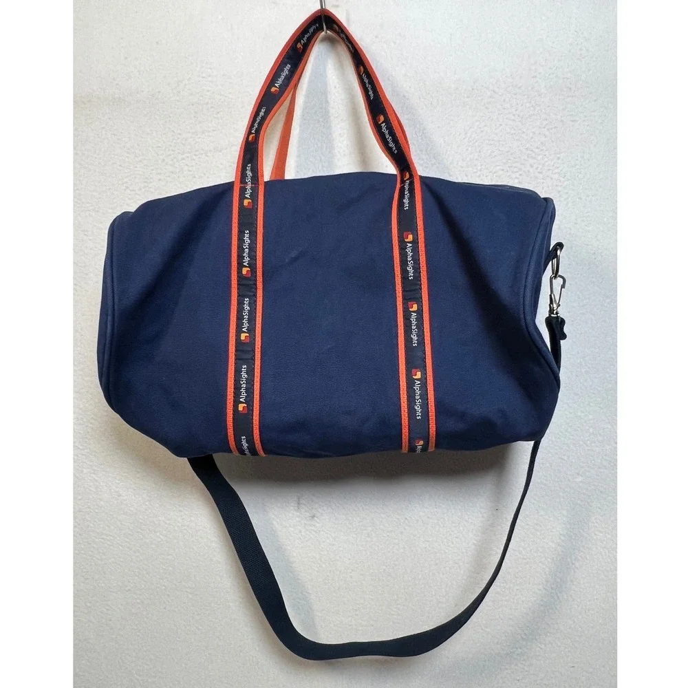 Warden Brooks AlphaSights Navy Blue Canvas Duffel Bag Made in USA Gym Travel